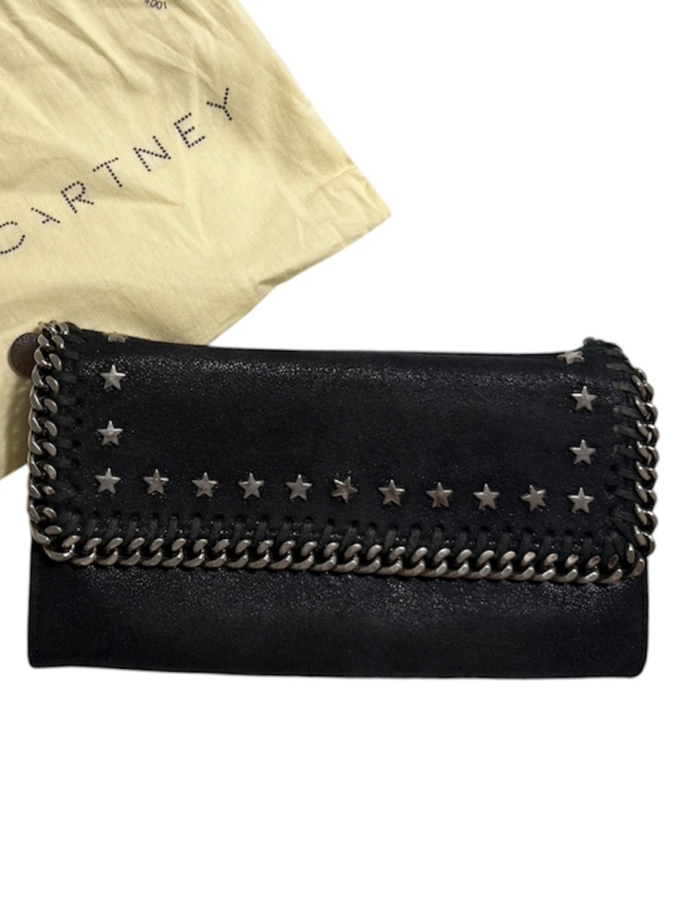 Stella McCartney Black Falabella Star Studded Chain Wallet Limited Edition RARE
